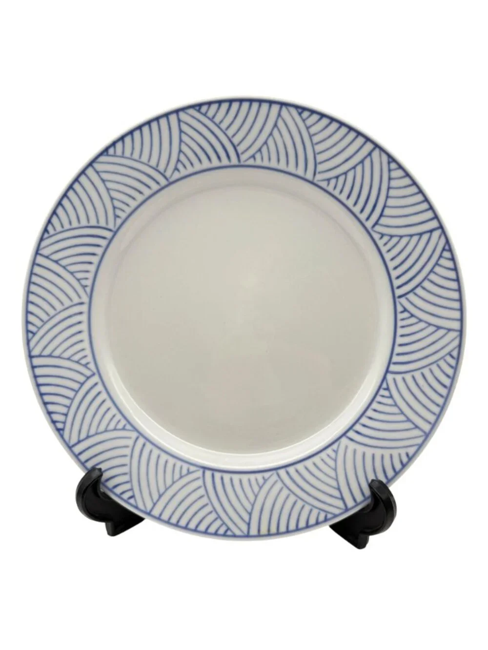 Vtg Pier 1 Luncheon Plates (2) Japanese Blue Wave Pattern Seigaiha 9.75